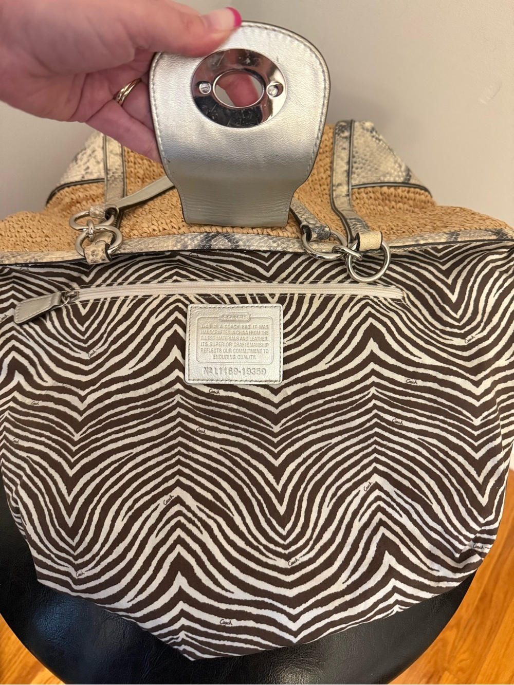 Coach Hampton Python Straw Tote.  2011 - Picture 4 of 15